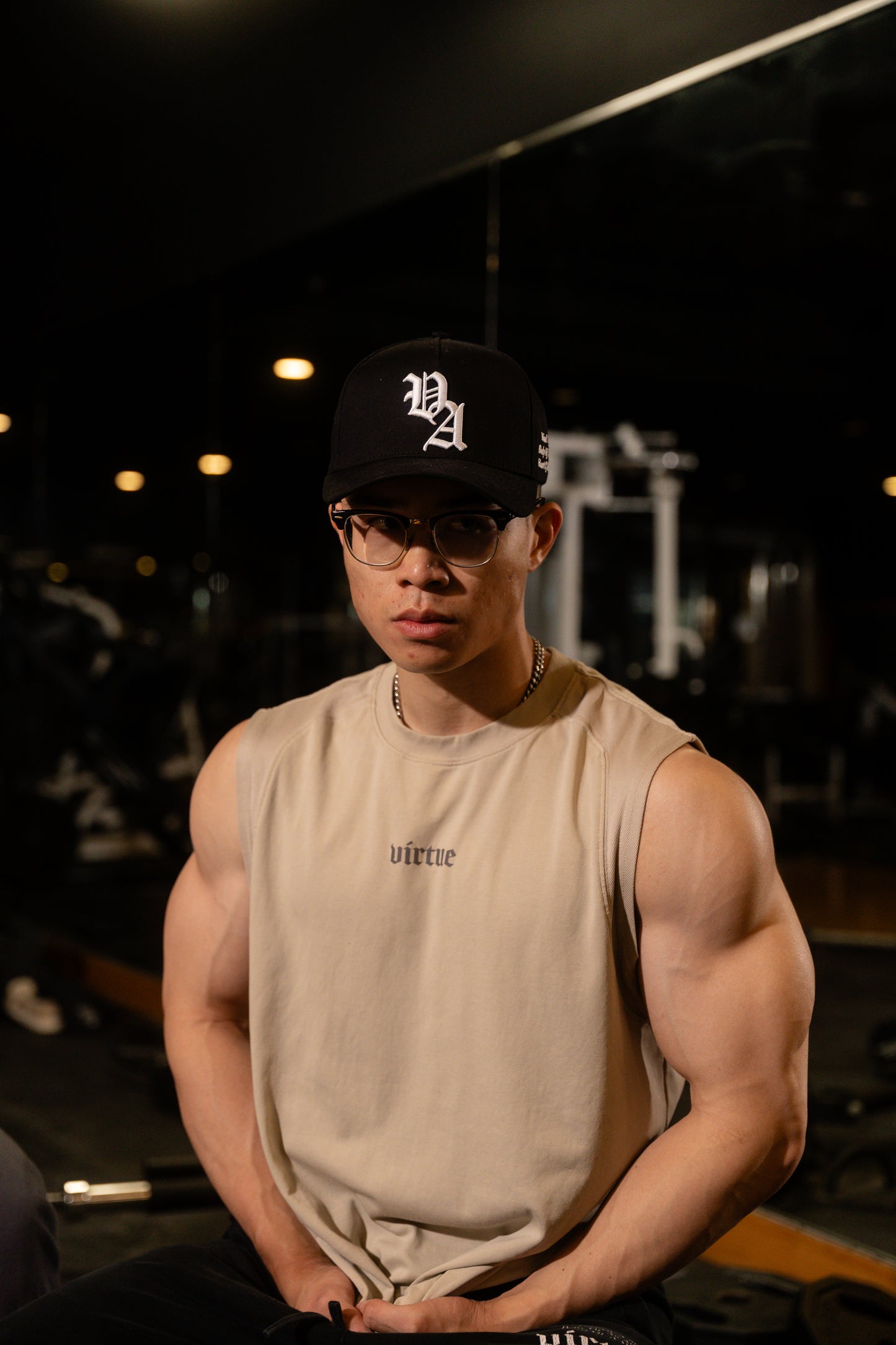 Virtue Athletics Reflective Cut Off Tank - Beige